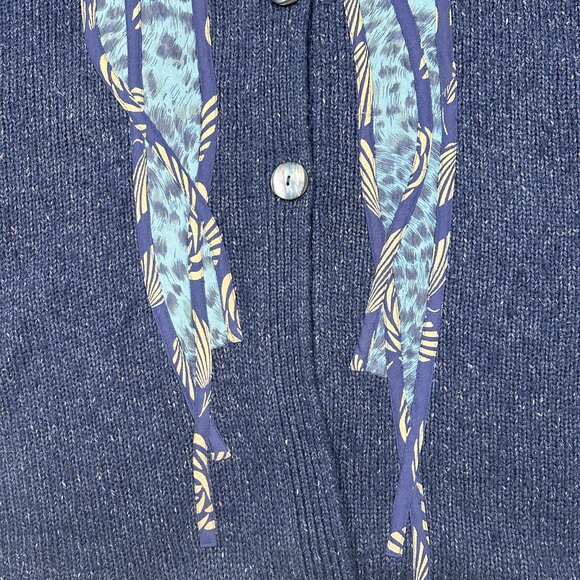 Vtg Koos Of Course Silk Cardigan 2XL Oversized Blue Wearable Art to Wear Jacket - Picture 11 of 12